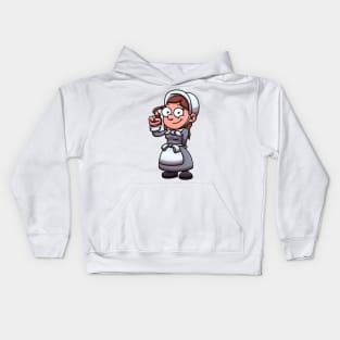 Cartoon Girl Wearing Pilgrim Clothes Kids Hoodie